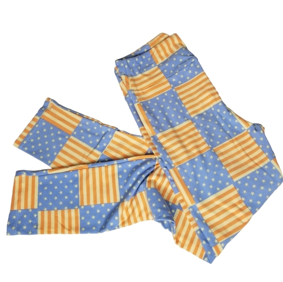 LuLaRoe One Size 2-10 Leggings Patriotic‎ Stars & Stripes USA Flag July 4th New - Picture 1 of 8